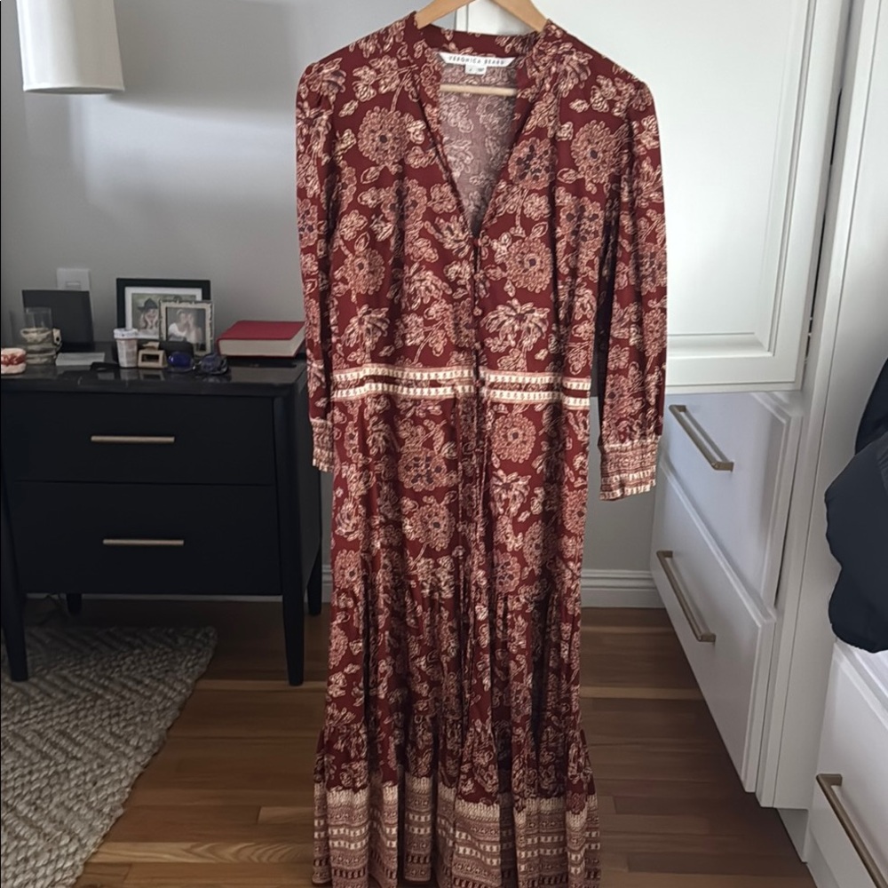 Veronica Beard Floral Maxi Dress - Red and Cream